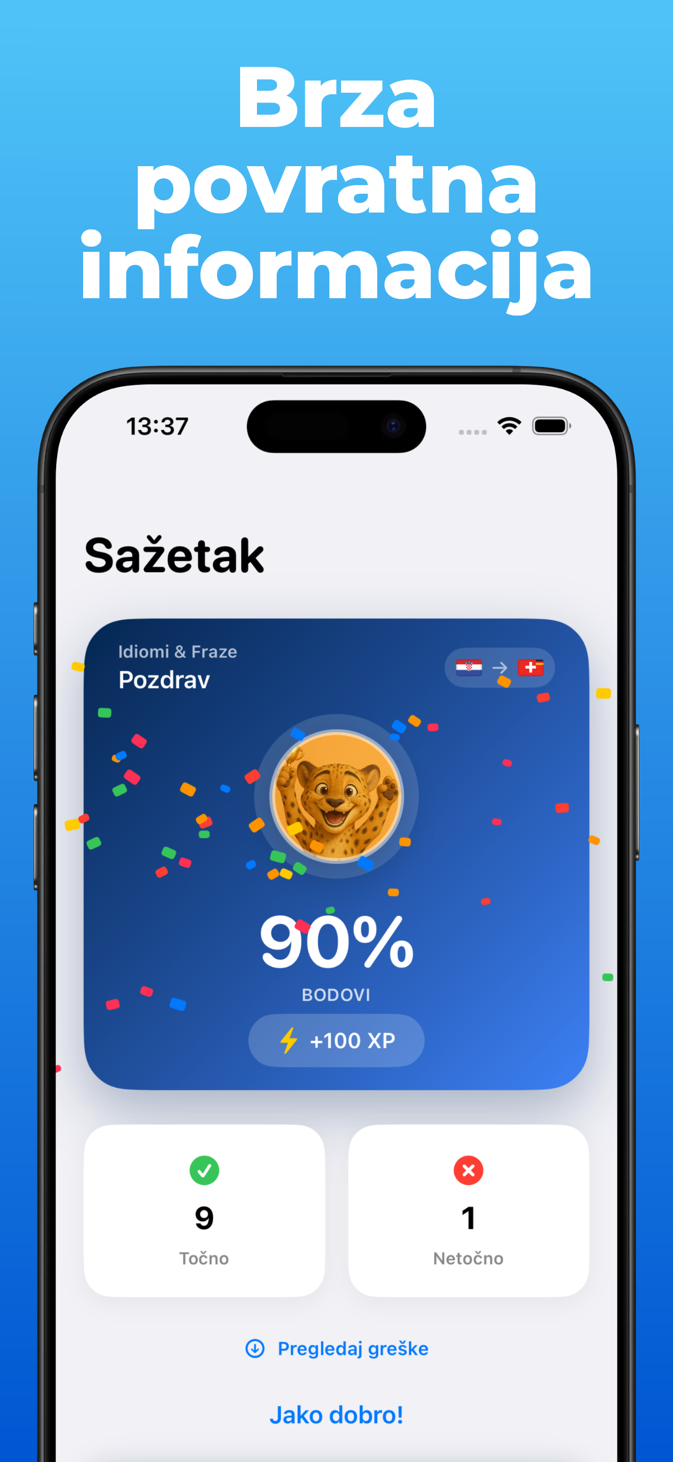 LanguageFast aplikacija – napredak i statistike