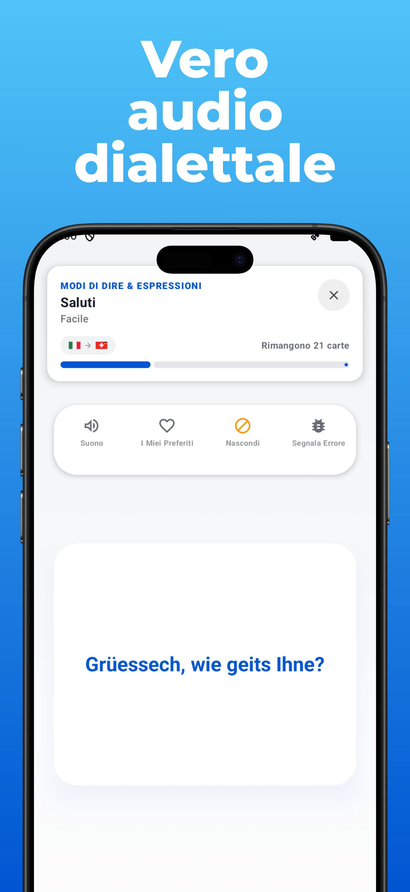 App LanguageFast – carte di apprendimento con svizzero tedesco e audio