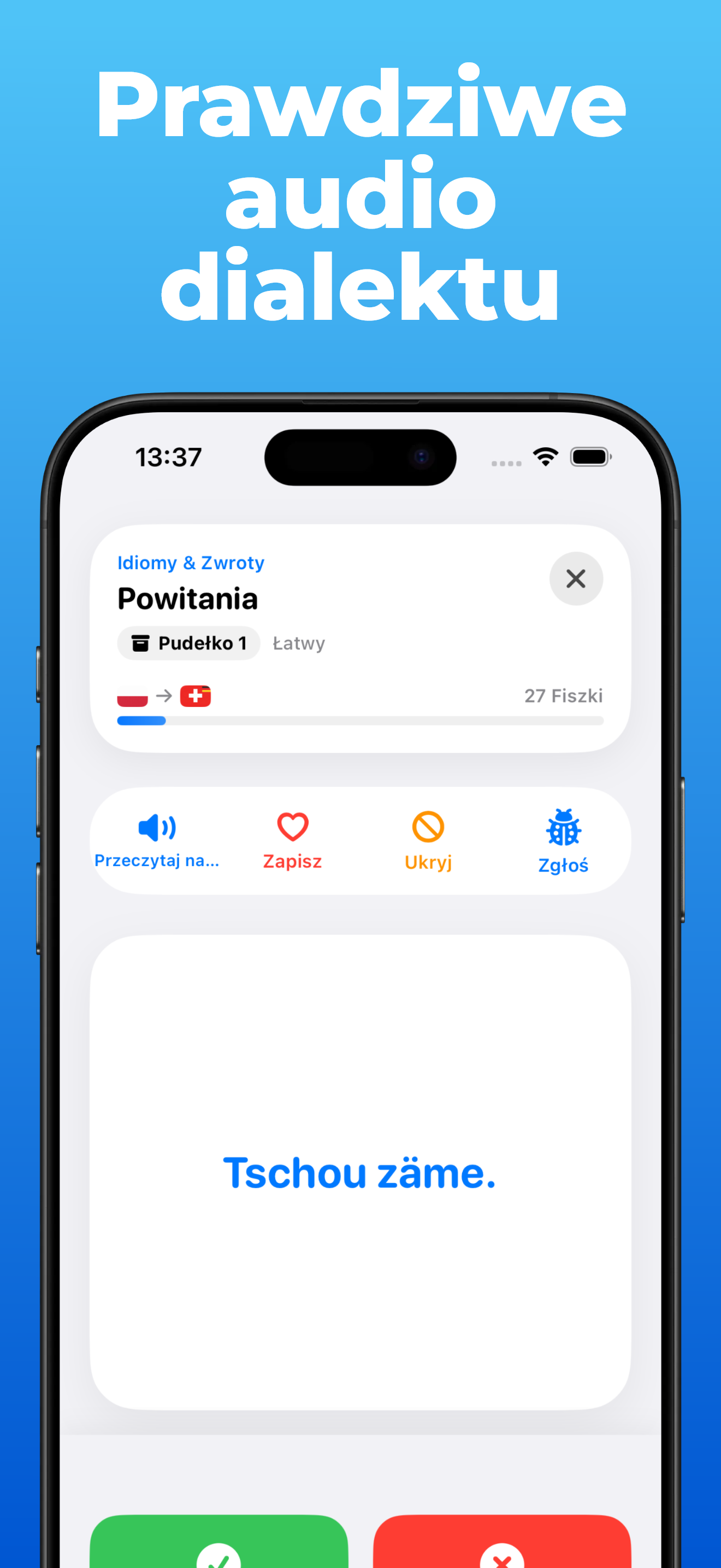 Aplikacja LanguageFast – fiszki ze szwajcarskim niemieckim i audio