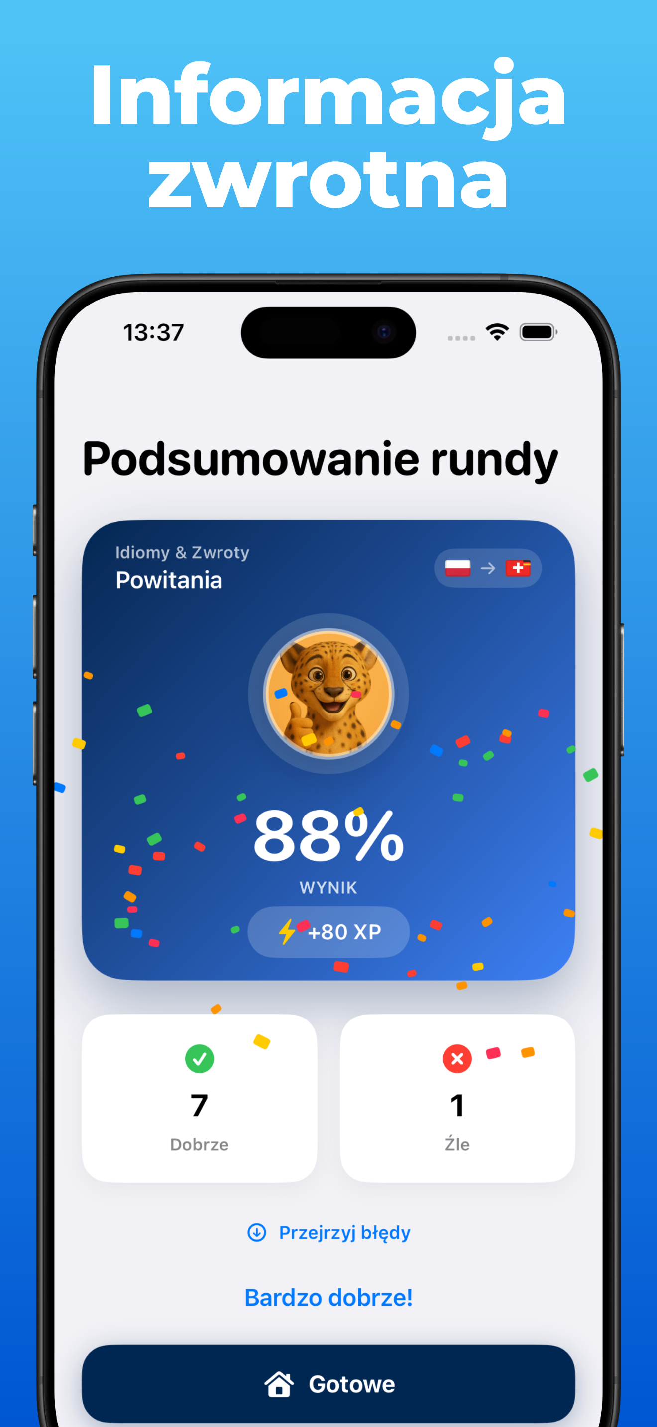 Aplikacja LanguageFast – postęp i statystyki