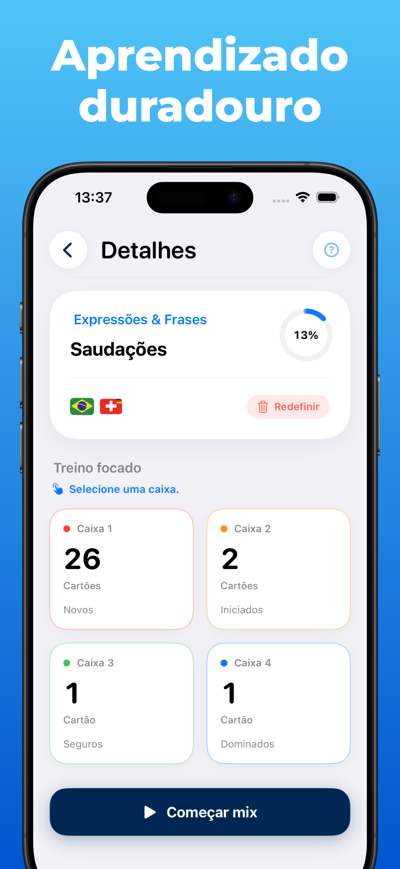 App LanguageFast – quiz e sistema de aprendizado Leitner