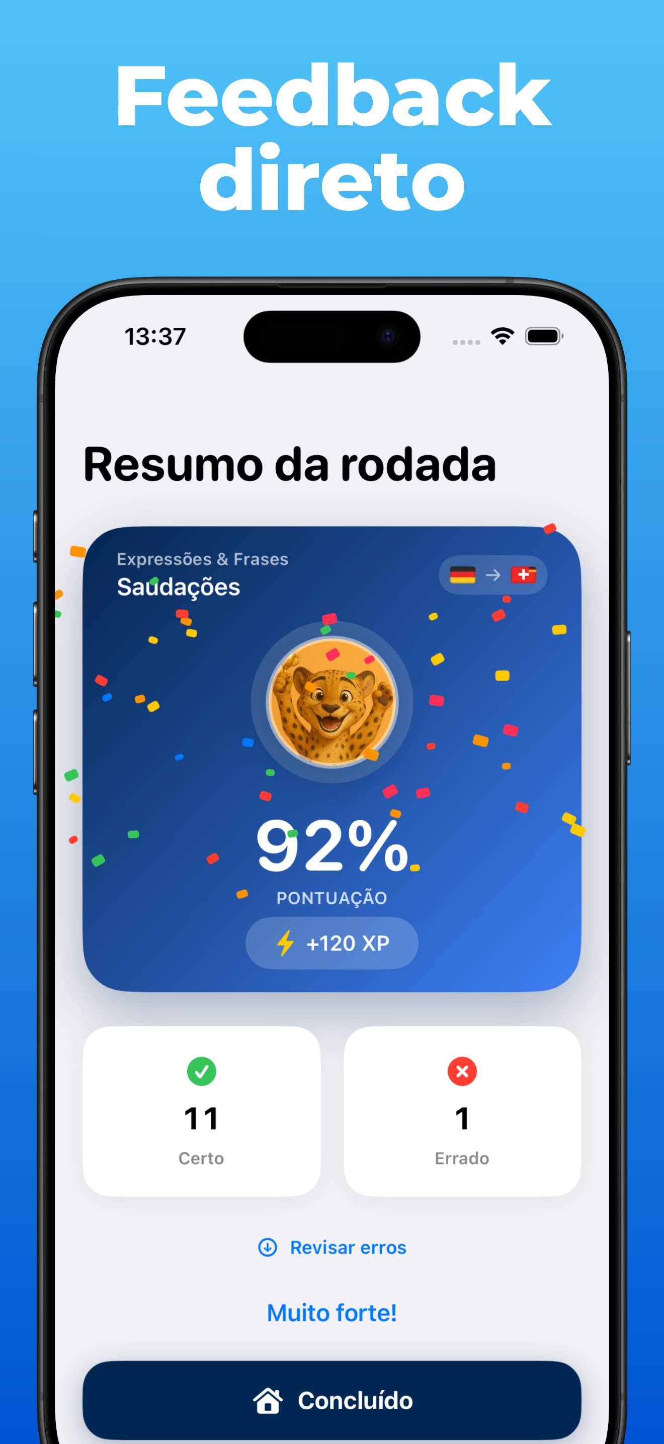 App LanguageFast – progresso e estatísticas
