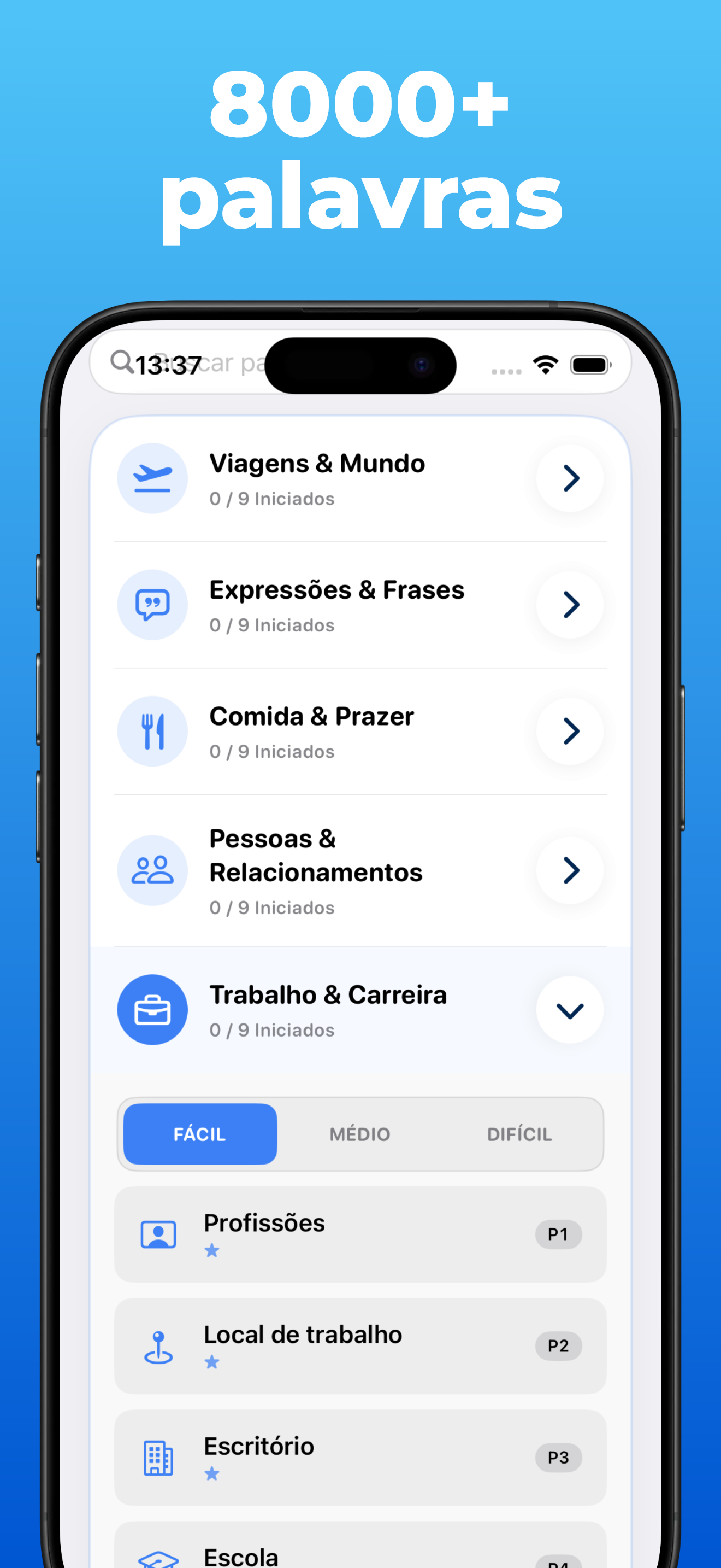 App LanguageFast – categorias e pacotes temáticos