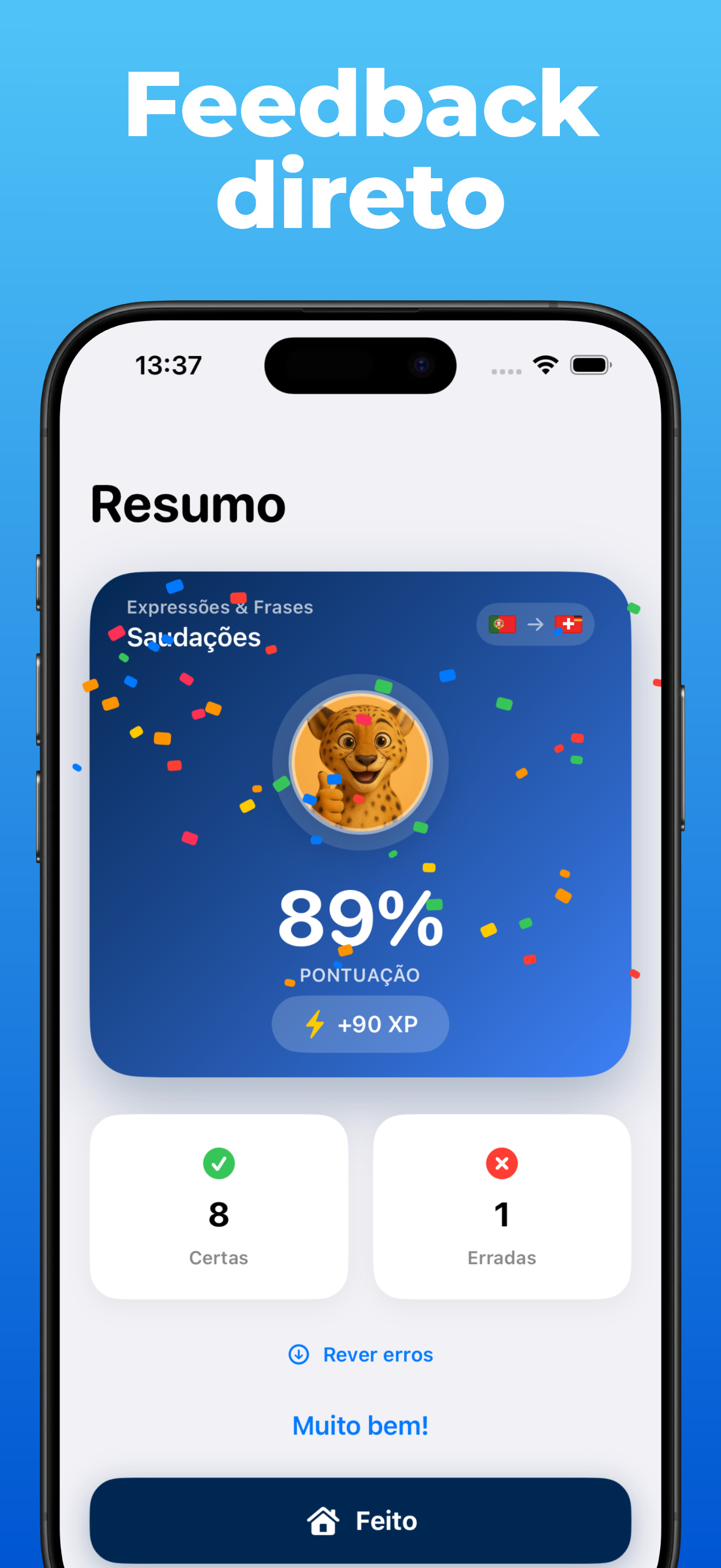 App LanguageFast – progresso e estatísticas