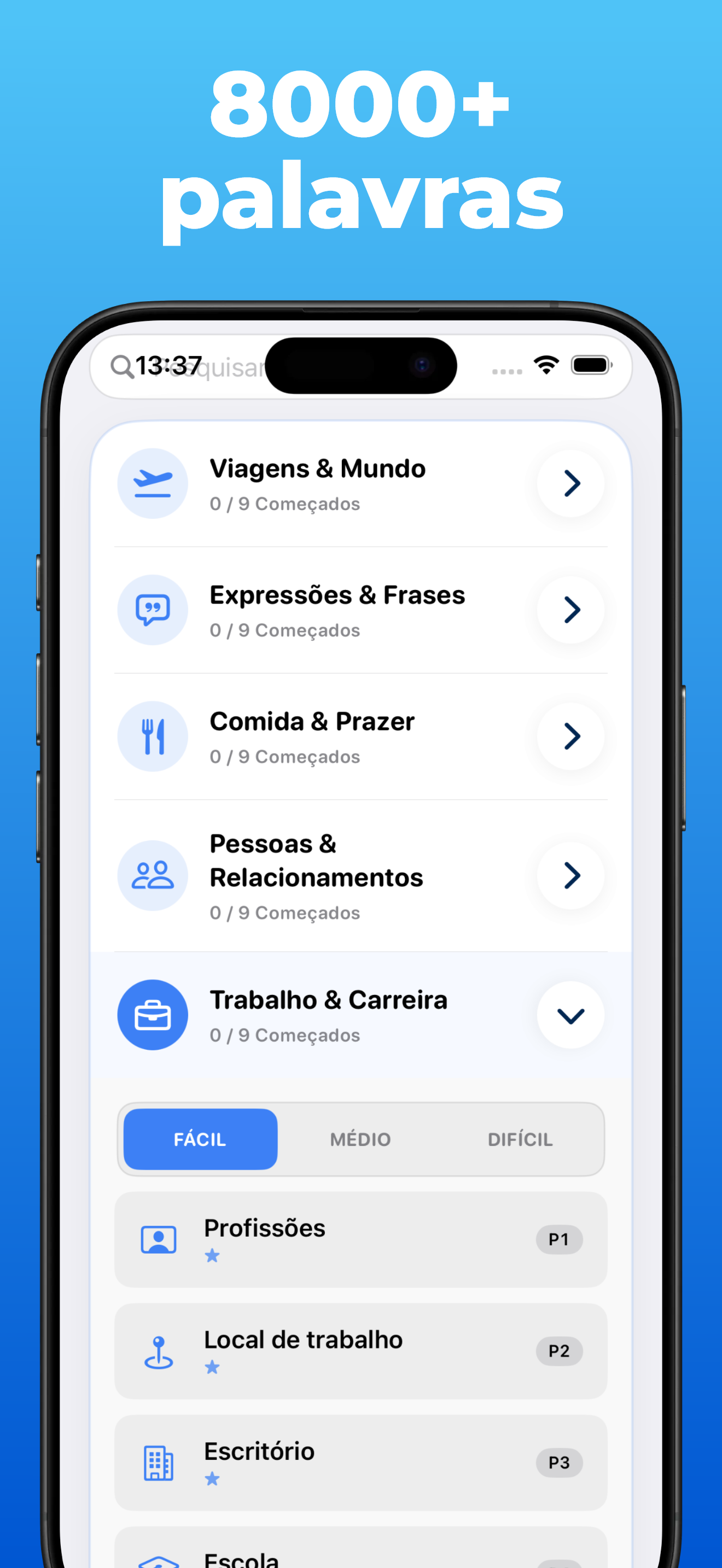App LanguageFast – categorias e pacotes temáticos