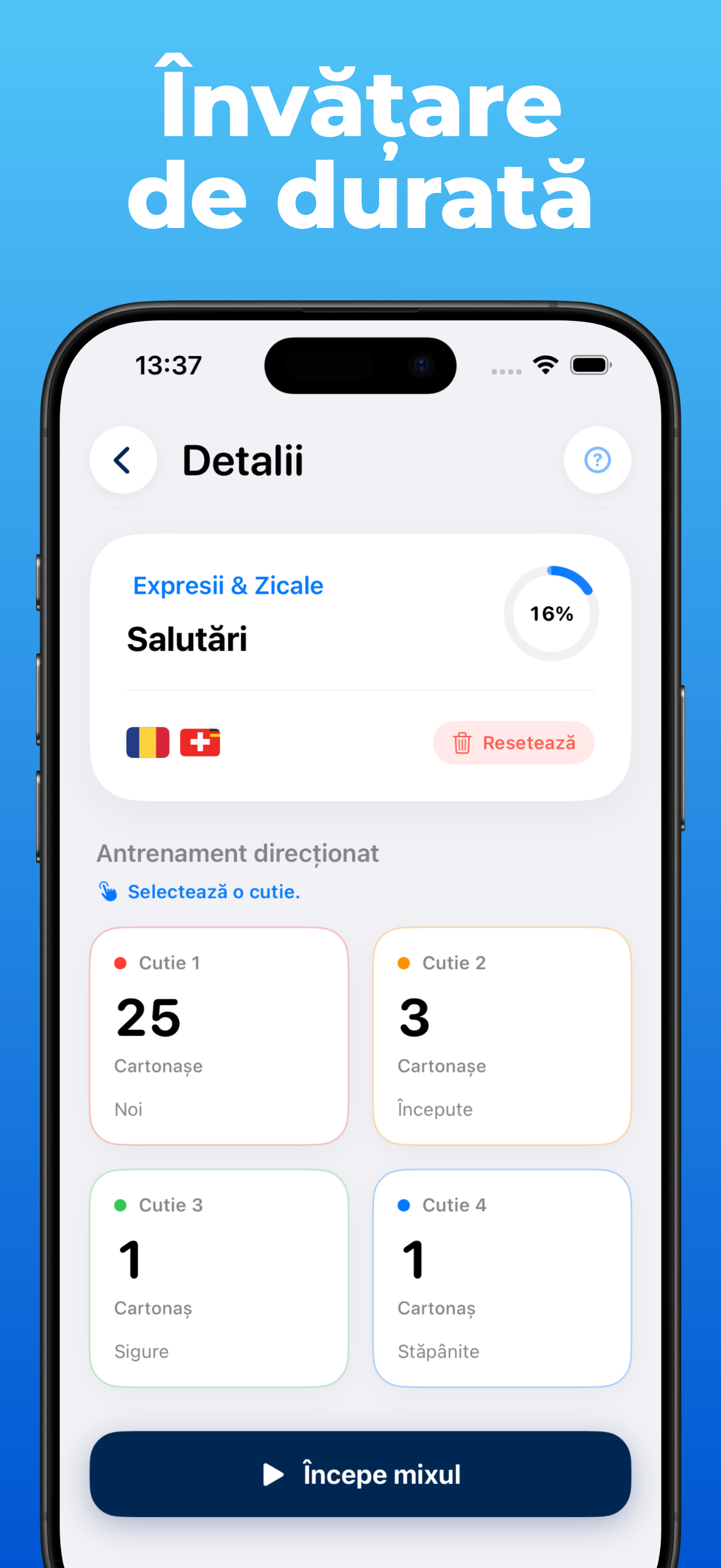 Aplicația LanguageFast – quiz și sistem de învățare Leitner