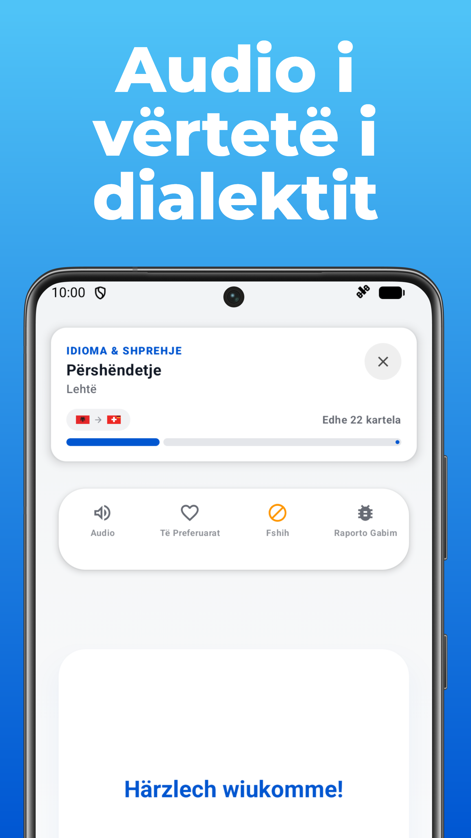 Aplikacioni LanguageFast – karta mësimi me gjermanishte zvicerane dhe audio